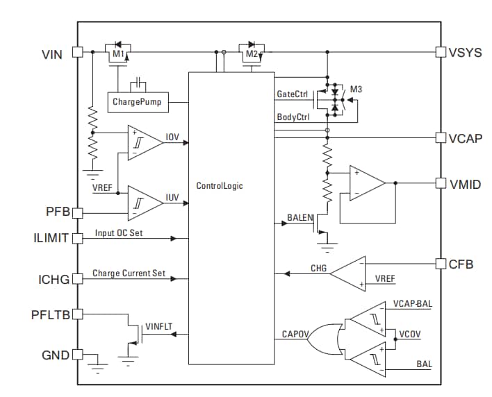 Schéma de principe - Littelfuse CI de protection de supercondensateur LS0502SCD33